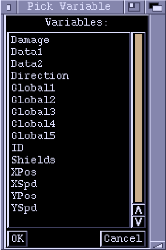 Zonk Action Variables