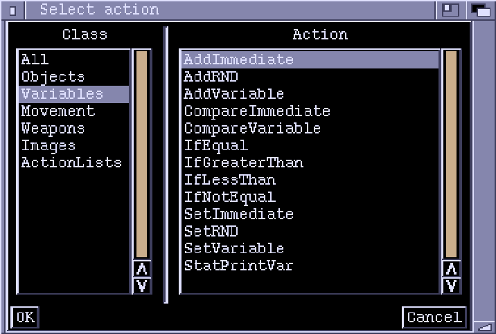 Zonk ActionLists Variables